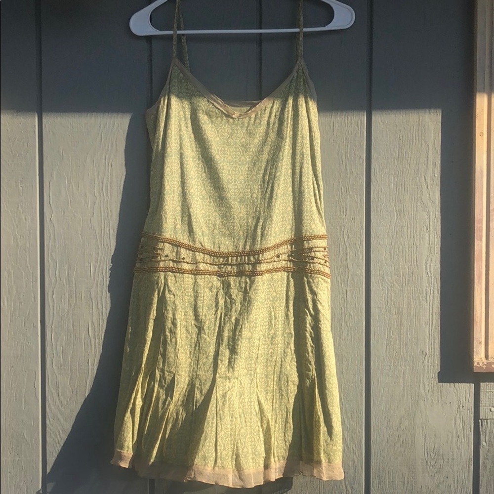 american eagle dusty green embroidered mini dress